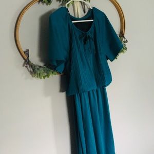 VINTAGE TEAL MIDI DRESS